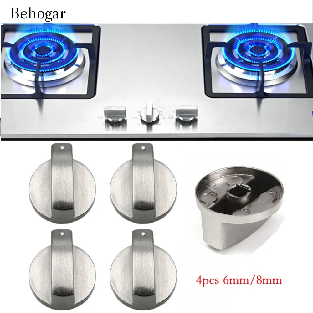 

Behogar 4 PCS 6mm/8mm Metal Silver Gas Stove Cooker Knobs Adaptors Oven Switch Cooking Surface Control Locks Cookware Parts
