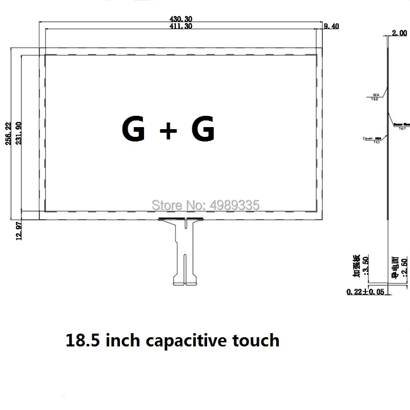 18,5 дюймов емкостный сенсорный экран G+ структура 430.3X256.22mmUSB Универсальный 10-точечный сенсорный 16:9 ЖК-дисплей экран для LC-18501
