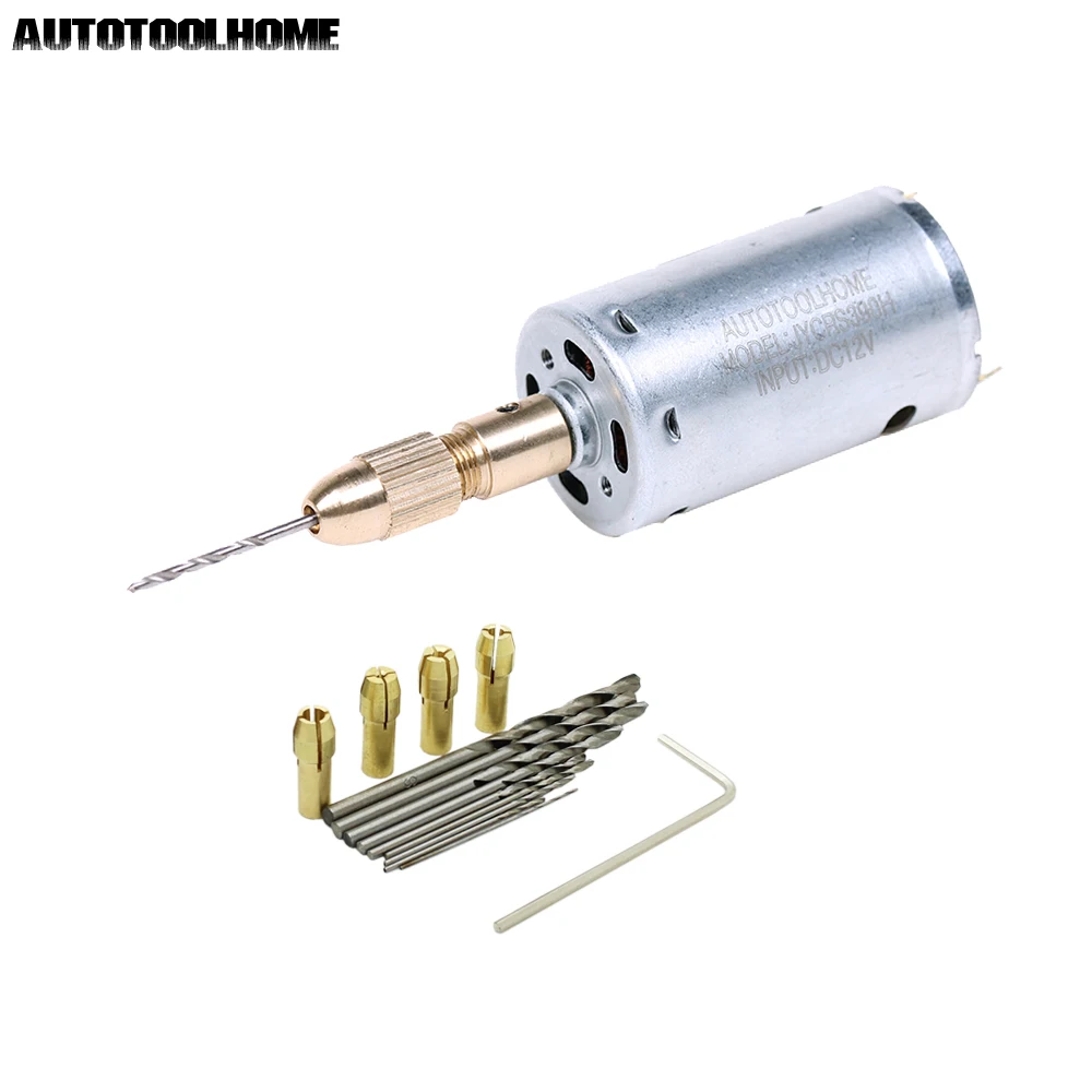 AUTOTOOLHOME Mini 12V Electric Motor Hand Press Drill Wood Tools Brass