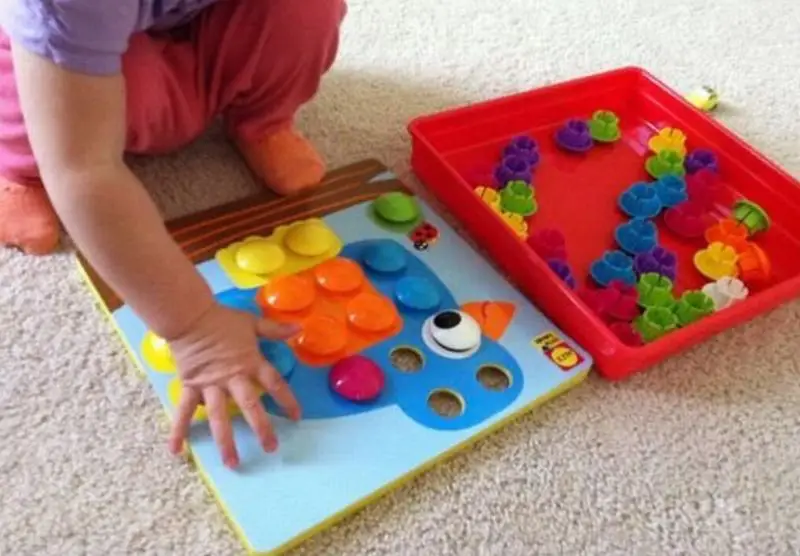 Кнопка искусство Цвет Соответствующие мозаичное наборное поле Игрушки для малышей цвет и геометрическая форма познание умения обучения Развивающие игрушки