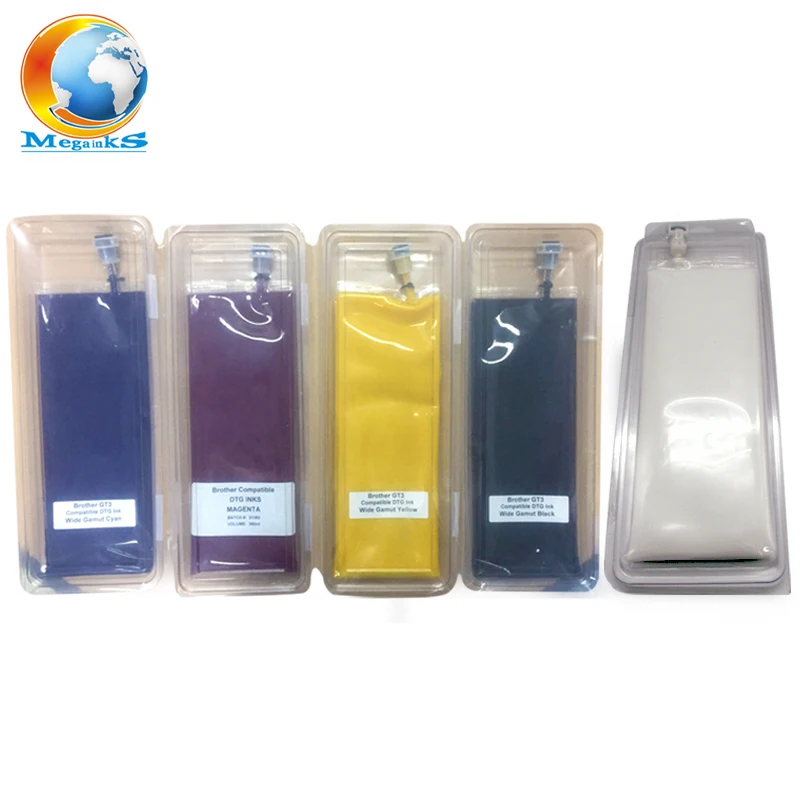 

380ML / Bag DTG Textile Ink for Brother GT-3 Series GT-341 GT-361 GT-381 GT 341 361 381 Digital Inkjet Printer Black C M Y White