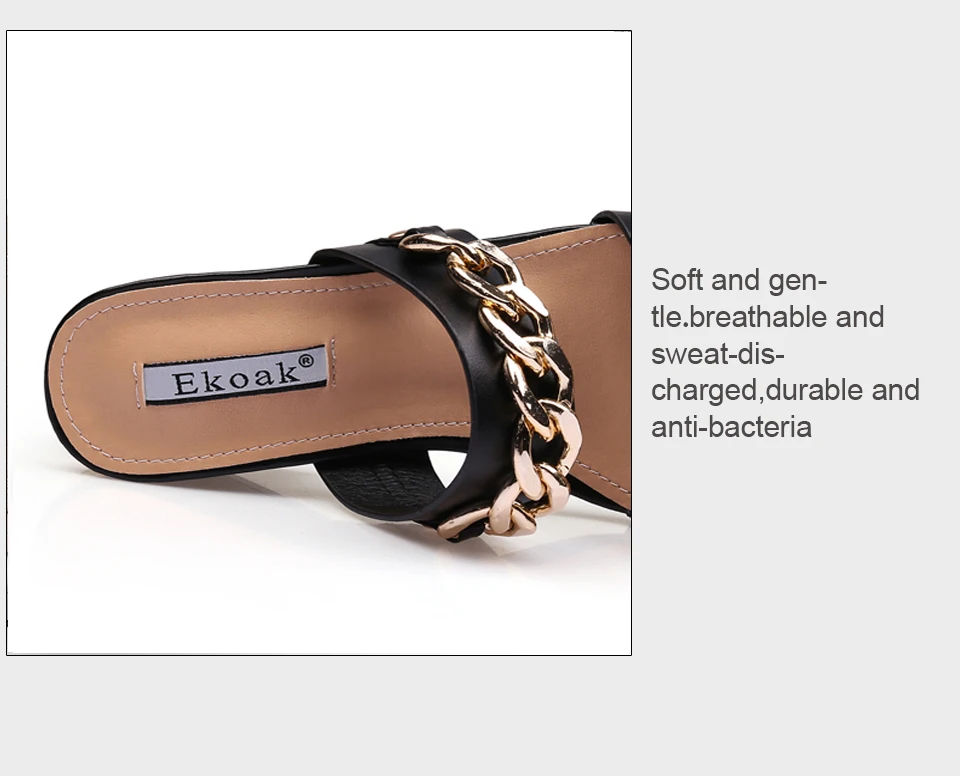 Ekoak/Модные женские босоножки из натуральной коровьей кожи с металлическими цепочками; Летняя обувь; женская обувь на высоком каблуке; сандалии-гладиаторы; пляжная обувь