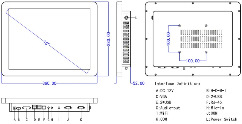 15 "дюймов промышленный компьютер i3 6100u 2,3 ГГц Сенсорный экран Разрешение 1024x768 все в одном ПК с 4 ГБ Оперативная память встроенных Настольный