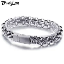 TrustyLan Новое модное серебристое/золотистого цвета 316L браслет из нержавеющей стали мужские звенья цепи Дружбы мужские браслеты и браслеты