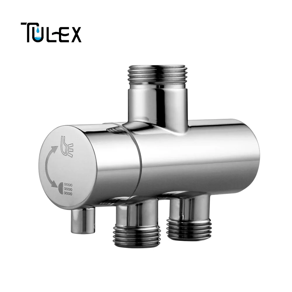 Billig TULEX Dusche Wasserhahn Umsteller 3 Weg Dusche Arm Umsteller 2 Funktionen Wasserhahn Ventil für Dusche Mixer Messing Körper Verchromt