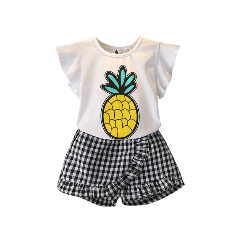

Baby Girls Clothes Sets Summer Baby Girls Sets Fashion Pineapple Printed T-Shirts+Lattice Skirt Girls Clothes Hot