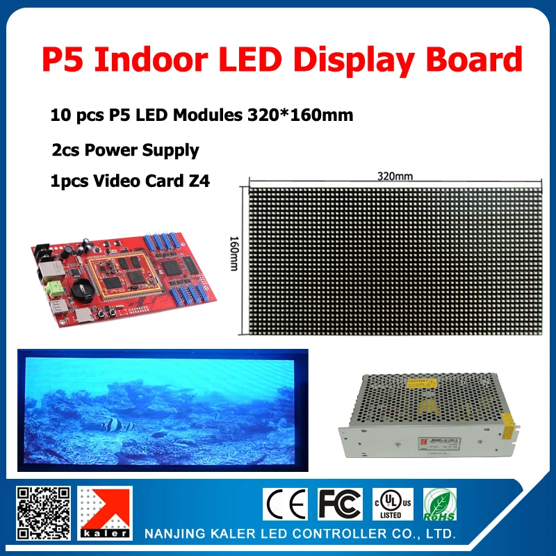 

p5 led display kits 10 pcs full color smd 3in1 module + 1 async controller + 2 power suply p5 indoor led display screen kits diy