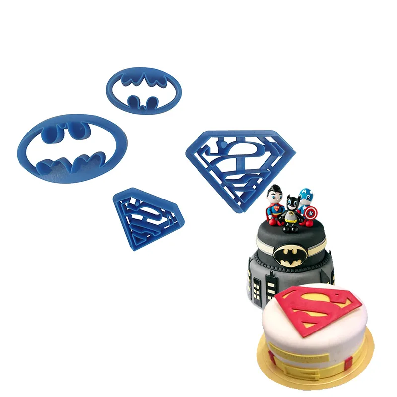 

4pcs Superman and Batman plastic mold cookie cutter fondant cutter fondant moulds cake decorating tools for sugarcraft bakeware