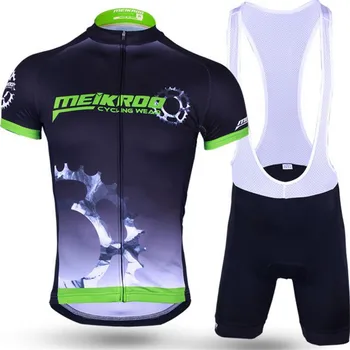 

DICHSKI Cycling Short Sleeve Sets Summer Men Cycling Sets High Quality Breathable Anti-UV Cycling Jersey+Bib Shorts Wear Gel Pa