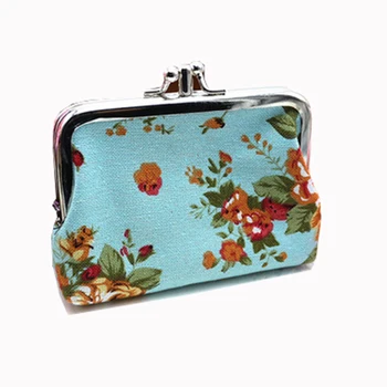 

Vintage Coin Purses Kids Rose Flower Women Purse Double Printing Canvas Lady Small Card Holder Design Female Coin Purse