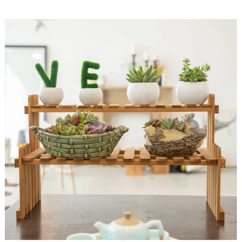 Plant Shelves Flower Display Stand Garden Organizer Standing Plantas rack balcony decoration Bamboo Shelf Storage Rack Holder