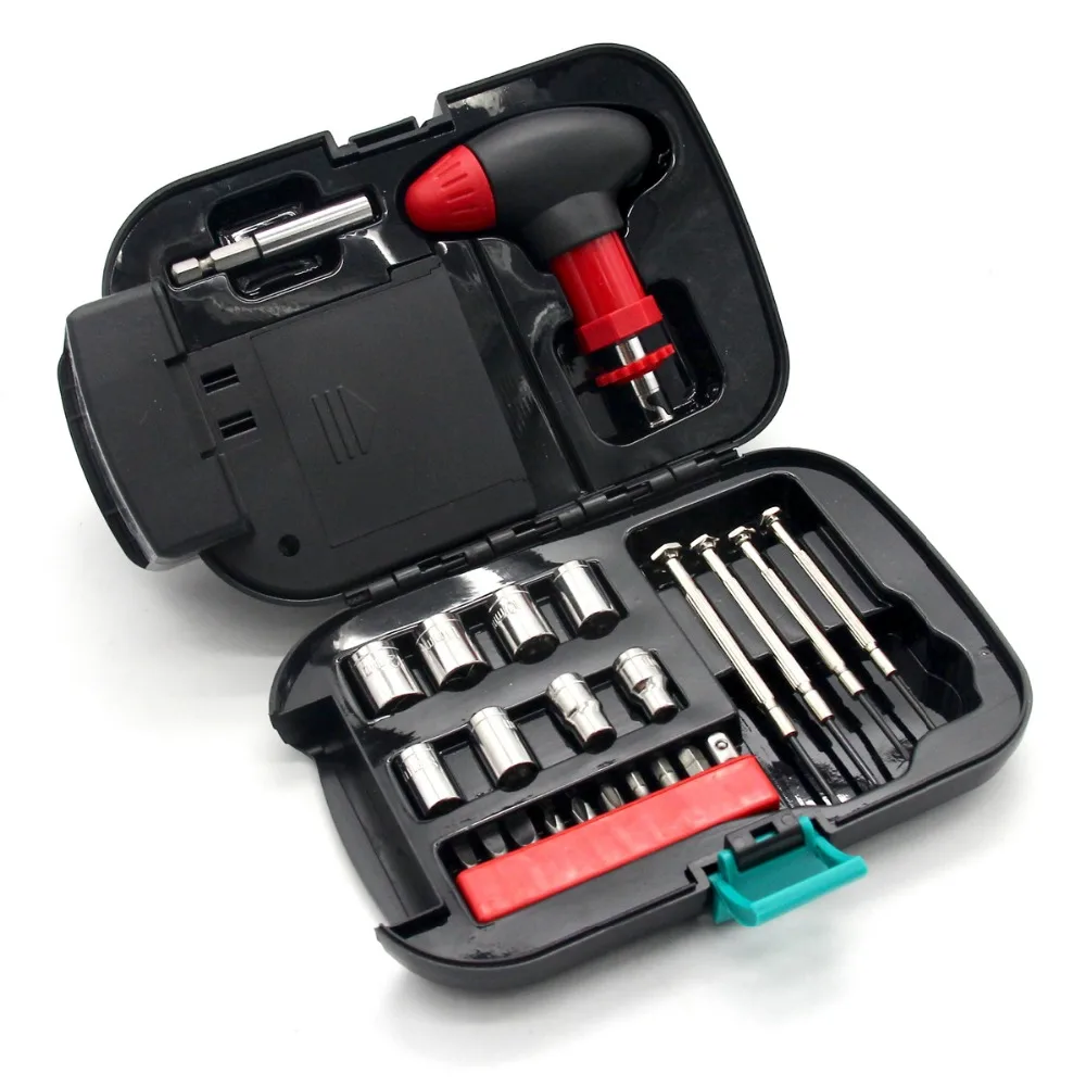Herramienta de reparación de automóviles 24 Prestwick - 24Pcs Set Auto Emergency Car Repair Tool Kit With Spot Light ScrewDriver Tool