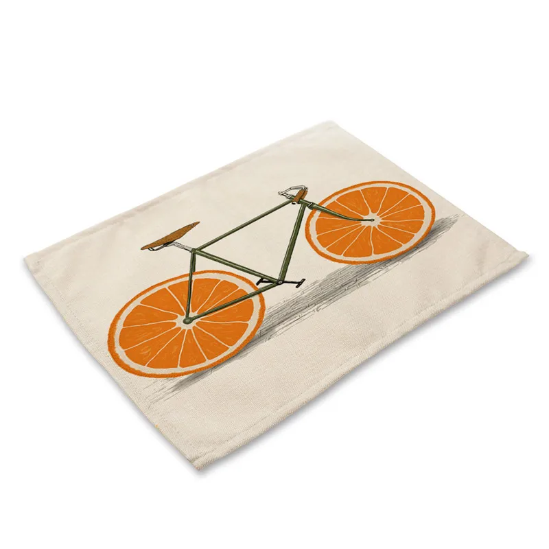 1 шт. фруктовый велосипедный коврик для кухни, столовый стол, коврик для чая, хлопковый льняной коврик, 42*32 см, домашний декор MC0048 - Цвет: E