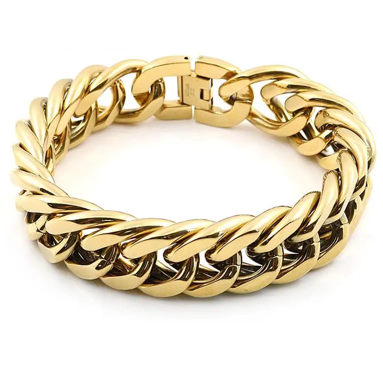 JOVO хип-хоп массивные граненые мужские браслеты на цепочке роскошные золотые/серебряные 2/4 граненые браслеты на цепочке для мужских ювелирных изделий - Окраска металла: 2 faceted gold color