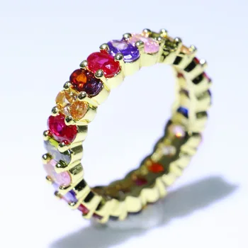 

Choucong Brand New Original Luxury Jewelry 925 Sterling Silver&Gold Fill Oval Cut Multi Color 5A CZ Party Wedding Ring for Women