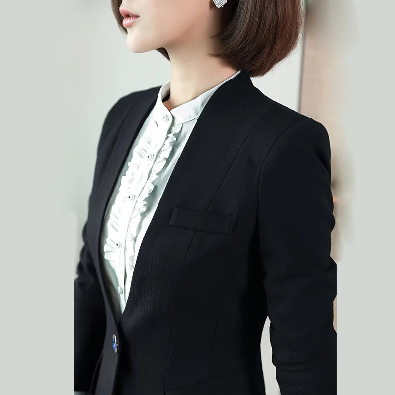 QBK DPU brands Business attire slim OL office women suits blazer set 2017 new arrival plus size 4XL Black business suits