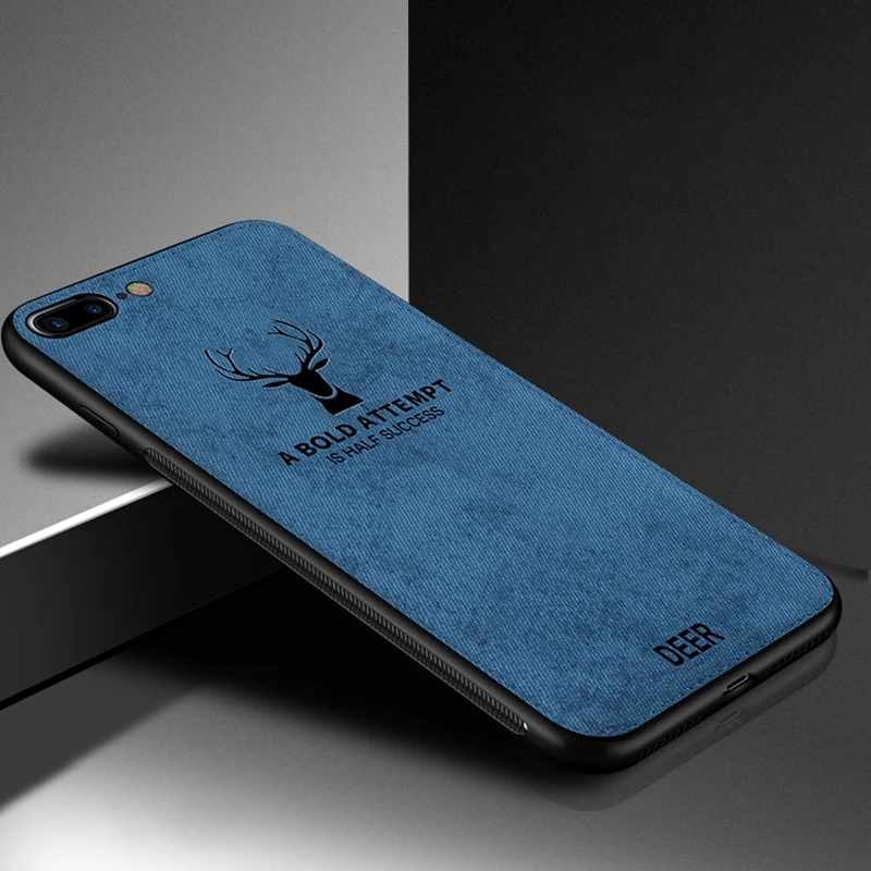 For iPhone 7 8 6 6S Plus X XR XS MAX Cloth Texture Phone Cases For iPhone X XR XS MAX Embossed Deer Pattern Protector Back Cover For iPhone 7 8 6 6S Plus X XR XS MAX Cloth Texture Phone Cases For iPhone X XR XS MAX Embossed Deer Pattern Protector Back Cover