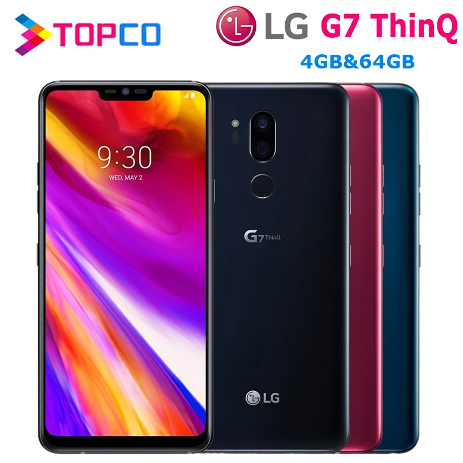 

LG G7 ThinQ G710ULM Original Unlocked LTE Android Octa Core 6.1" Dual 16MP Rear Camera 64G ROM 4G RAM Snapdragon 845 NFC 3000mAh