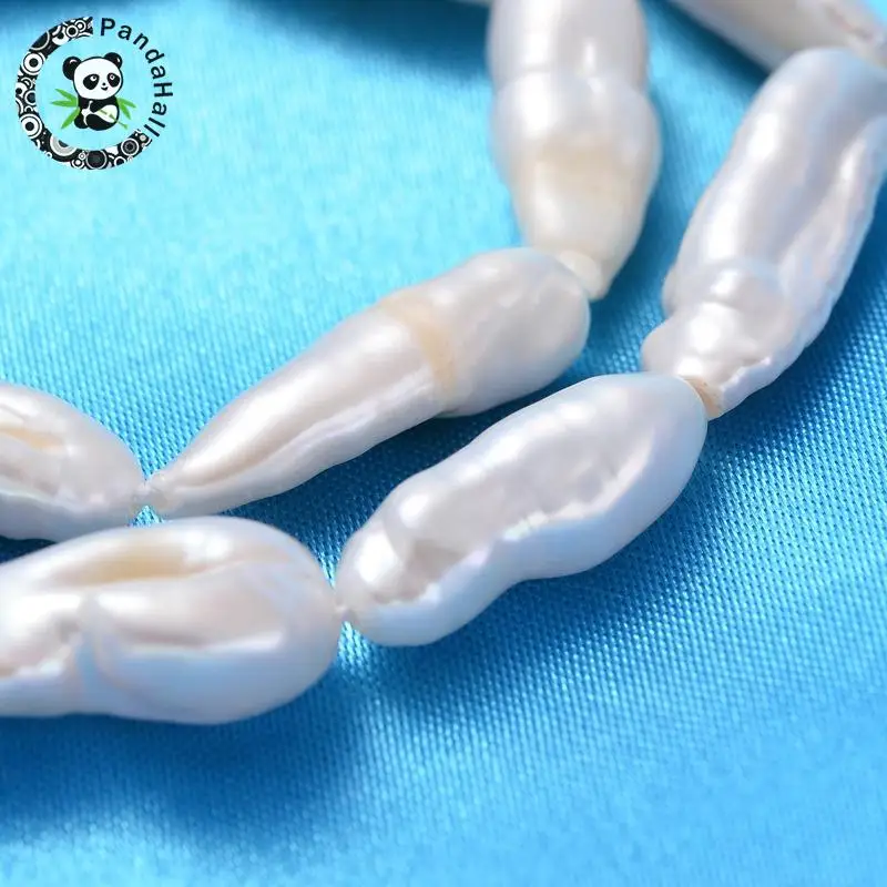 

Nuggets Nucleated Pearl Beads Keshi Pearl Bead Strands, AntiqueWhite, 13~20x6~10mm, Hole: 0.8mm; about 25pcs/strand, 14.76"
