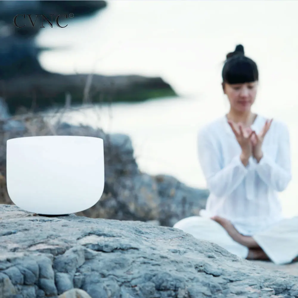 

CVNC 13" Chakra tuned C/D/E/F/G/A/B Frosted Quartz Crystal Singing Bowl Healing