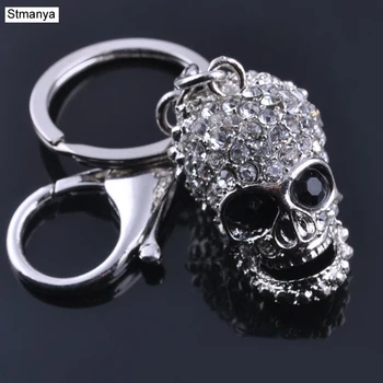 

Hot Women Shine Glitter Skull High Quality Metal Key Holder Bag Vintage Accessories New Men Best gift Jewelry K2042