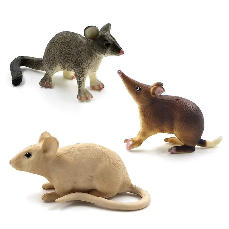 Моделирование леса пластиковые маленькие фигурки животных модель для милый кавайный котик мышь бирманский Opossum мышь украшения фигурки игрушки - Цвет: 3 PCS Mouse