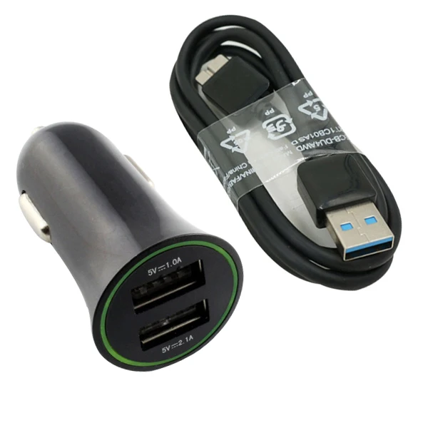 Micro Auto Universal Dual 2 Port USB Car Charger + Micro USB 3.0 9pin