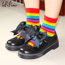 Великолепные цветные полосатые женские хлопковые носки, модные корейские радужные носки, милые носки для подростков, носки для девочек, Ne74530