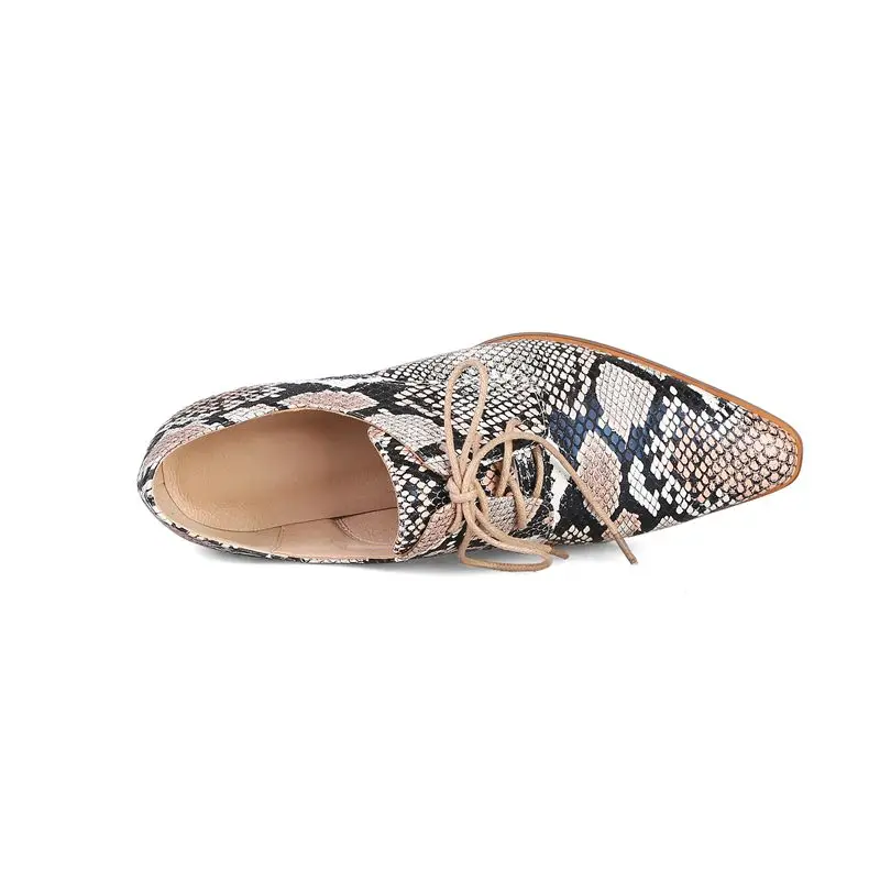 MORAZORA/Большие размеры 34-44, новые женские туфли-лодочки на шнуровке весенне-летние туфли на высоком каблуке женские офисные модельные туфли из искусственной кожи с принтом змеи