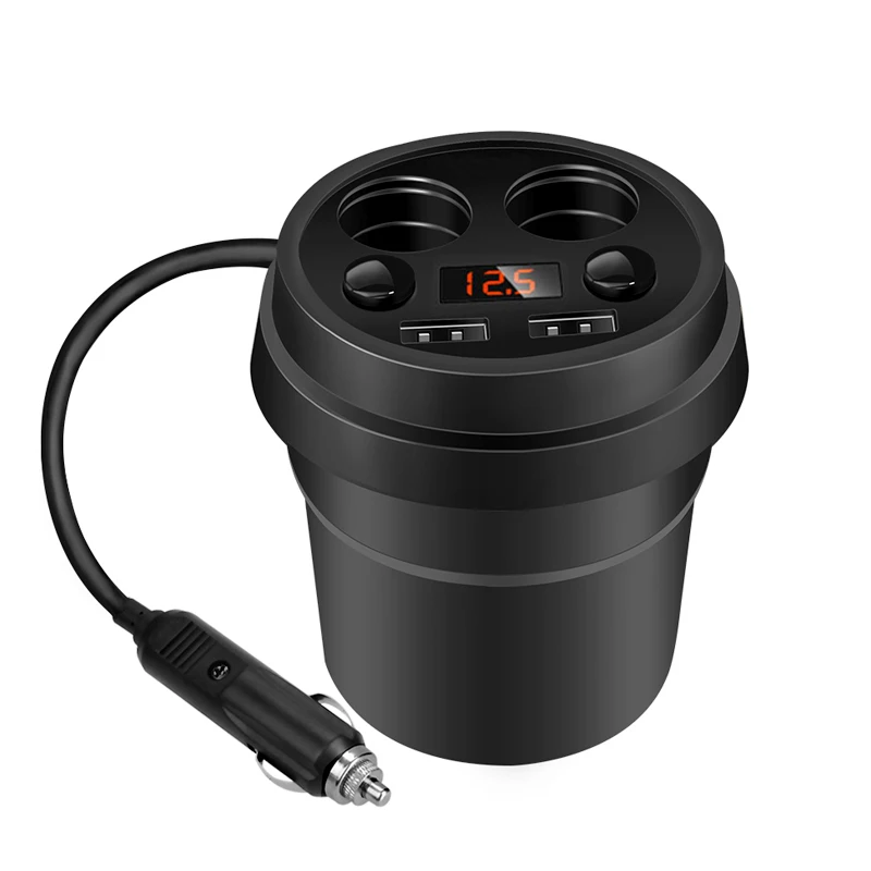 

Car Charger 2 USB DC/5V 3.1A Cup Power Socket Adapter Cigarette Lighter Splitter Mobile Phone Chargers With Voltage LED Display