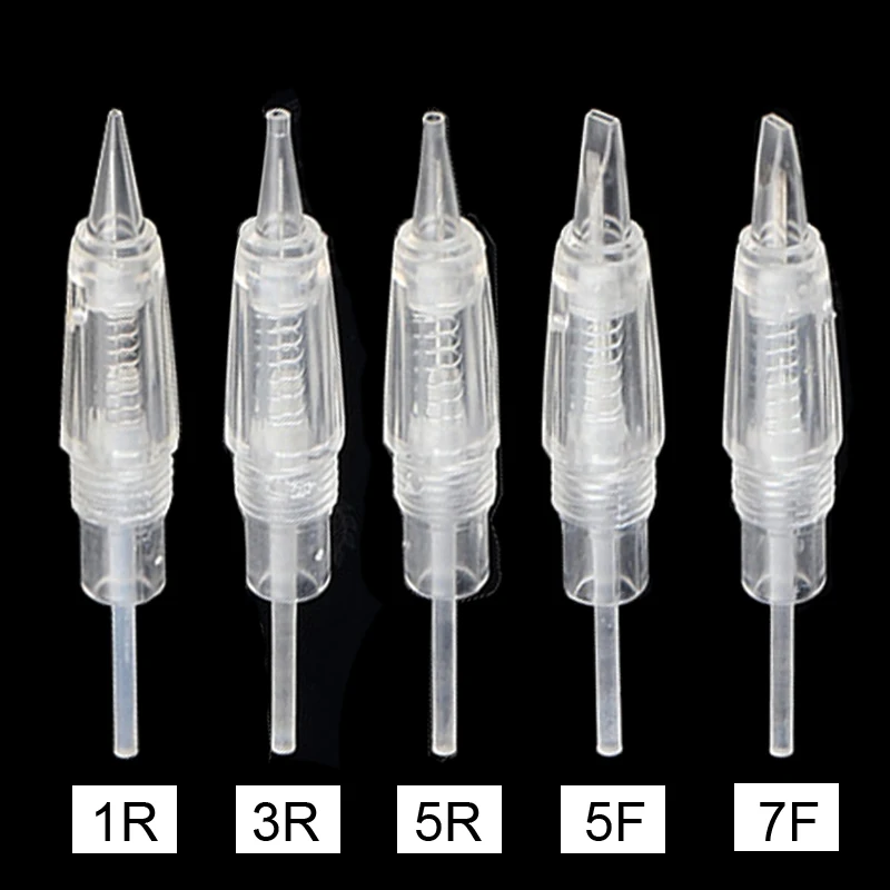 50 шт. Перманентный макияж тату машина микроблейдинг ручка стерилизованная Татуировка иглы для бровей губ чернильные картриджи - Габаритные размеры: S