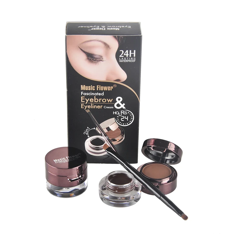 

Music Flower Brand 4 In 1 Eyebrow Powder Brow Pomade + Liquid Eyeliner Gel Cream with Makeup Brush Eye Brow Sourcils Maquillage
