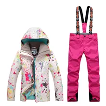 GSOU зимняя Лыжная куртка+ брюки женские Сноубординг костюмы Супер водонепроницаемый дышащий Лыжный костюм женский отправить DHL3-7