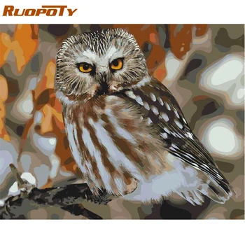 

RUOPOTY frame owl animals diy oil painting by numbers modern wall art canvas Calligraphy painting coloring by numbers for home