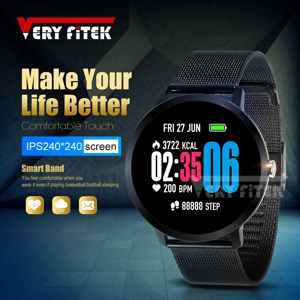 Смарт часы VERYFiTEK V11 с монитором сердечного ритма кислородом и кровяным давлением