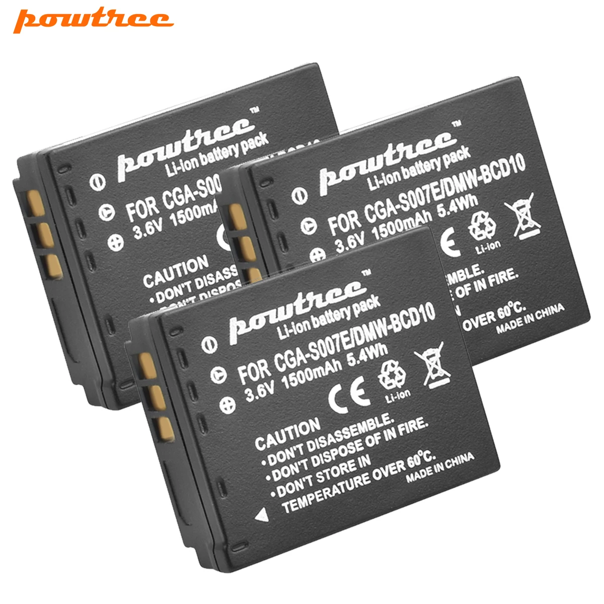 

3Packs 3.6v 1500mAh Battery for Panasonic CGA-S007 CGR S007E S007 S007A BCD10 DMC TZ1 TZ2 TZ3 TZ4 TZ5 TZ50 TZ15 L20