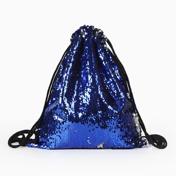 

Strap Panelled Double Color Mermaid Shinning Bling Sequins Women Party Bag Drawstring Bag Backpack for Female