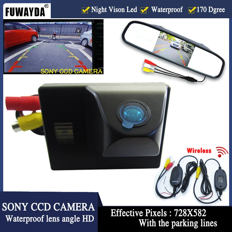 Fuwayda 4.3 "автомобиль Зеркало заднего вида Мониторы + Sony CCD HD светодиодный Ночное видение 170 вид сзади автомобиля Камера для oyota land Cruiser LC