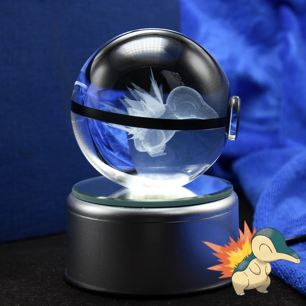 Glass Pokeball Cyndaquil Cartoon 3D Model Pokeball font b Toy b font font b figures b
