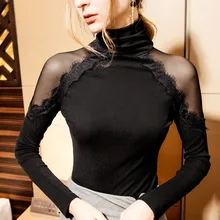 Топы Для латинских танцев для женщин, женская сексуальная эластичная сетчатая прошитая кружевная рубашка для бальных танцев, ча-Самба, Одежда для танцев, Топы И Футболки DWY1077