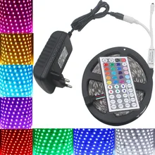 SMD 5050 rgb LED Strip light 5M 10m 60Leds/m DC12V led tape ribbon diode flexible waterproof 44keys Controller Power Supply set