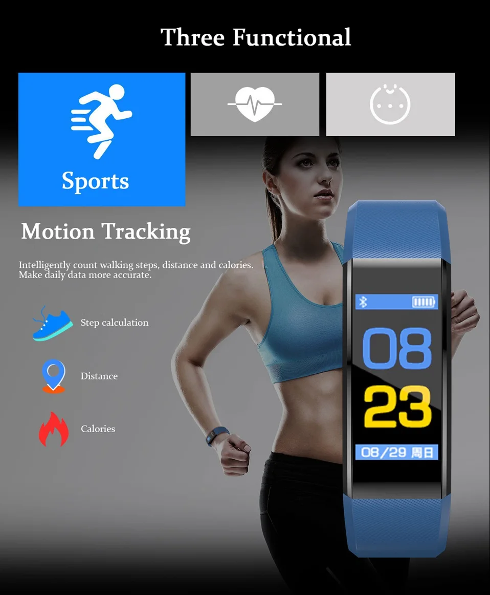 Bluetooth Smart Warch Men Sports Waterproof Smart Wristbands Blood Pressure Heart Rate Monitor Smartwatch Kids for Android IOS   (4)