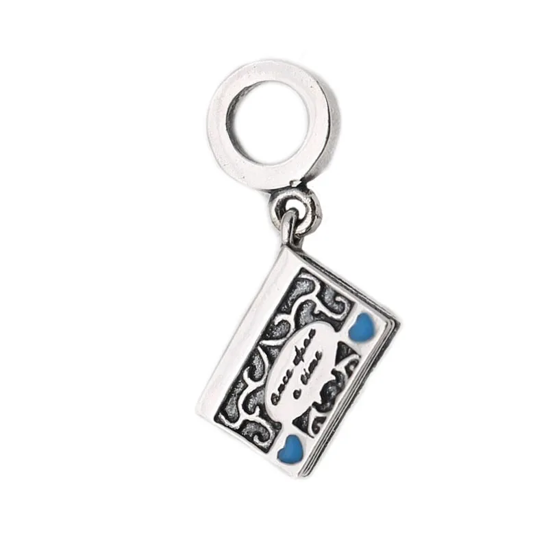 

New 925 Sterling Silver Pendant Bead Vintage Book Hanging Charm Fit Original Pandora Bracelets Bangles Women DIY Jewelry Gift