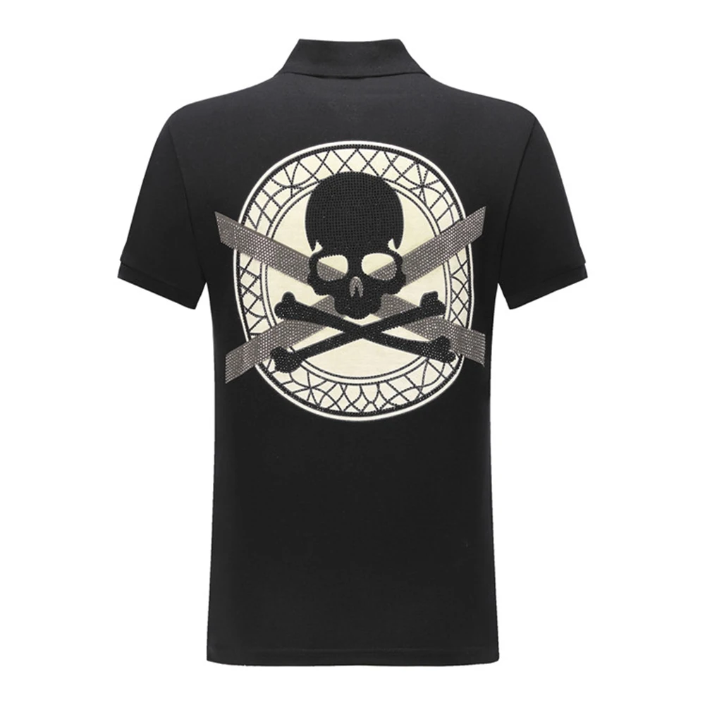 

DUYOU Mens Polo Shirt Brands Male Short Sleeve Casual Top Polo rhinestone Color skull Embroidery Polo shirt ADP901187