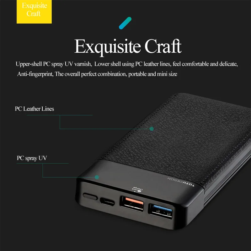 TOTU 10000mah LCD Quick Charge 3.0 Power Bank Dual USB External Battery Pack Charger For iPhone Xs Max QC3.0 Phone Powerbank