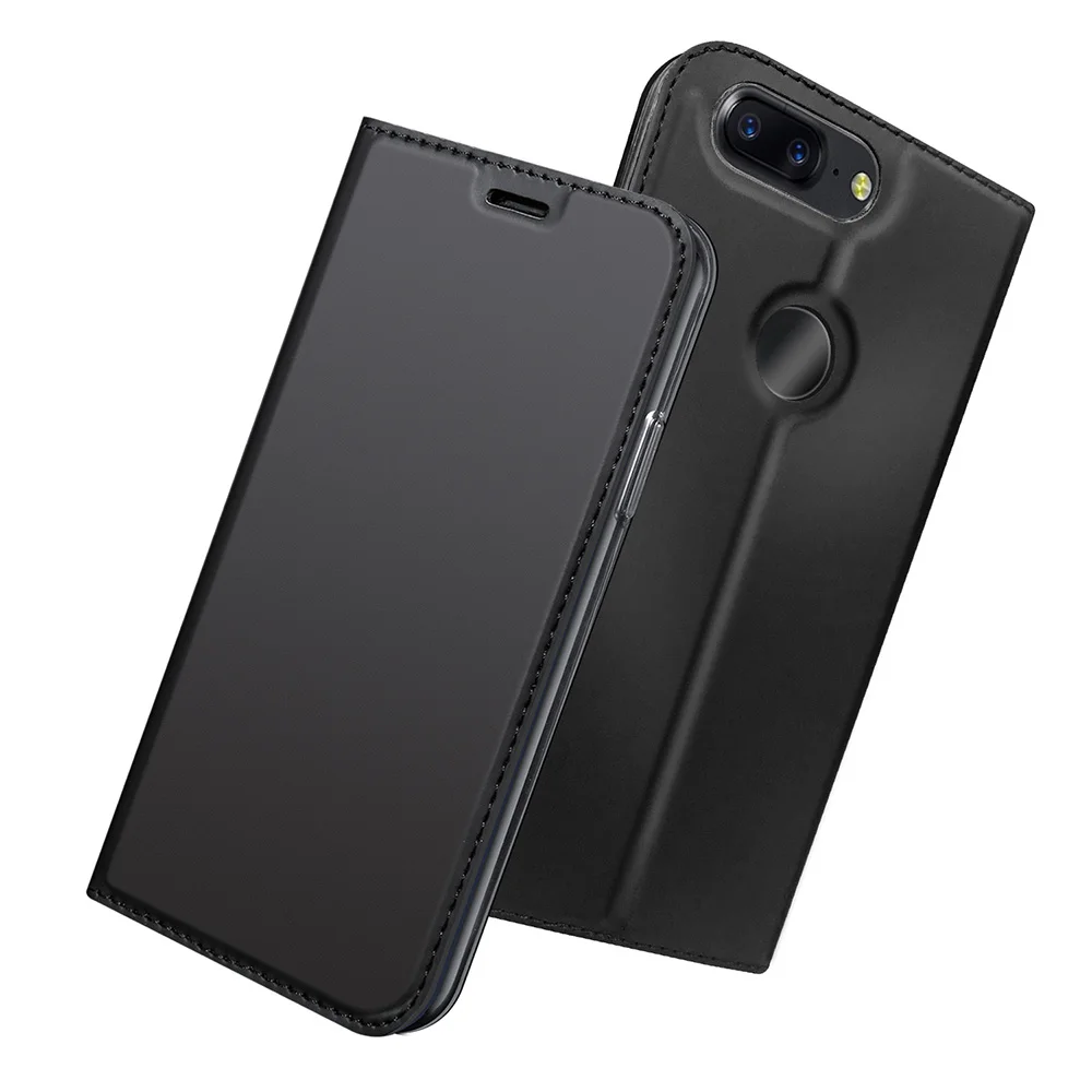 Leather case for OnePlus 5T PU + TPU flip cover Ultra thin cell phone