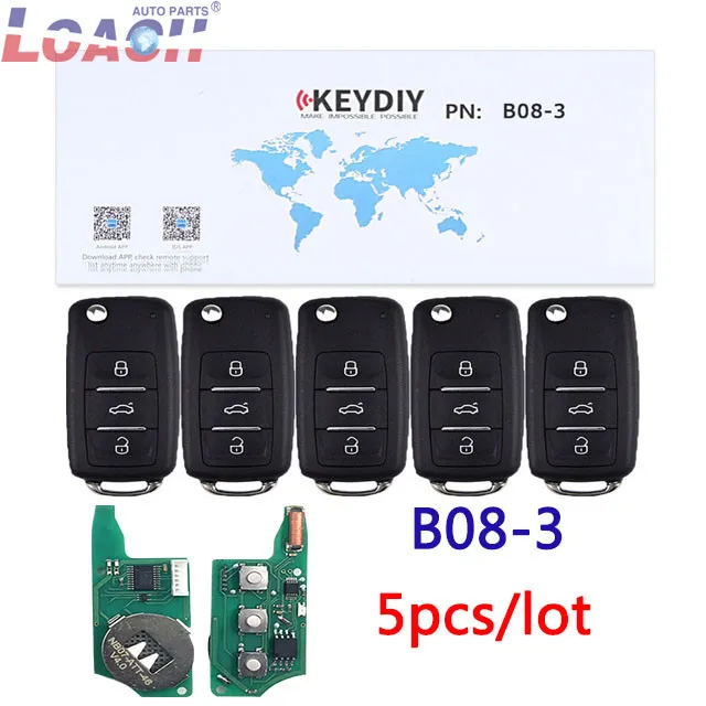 

KEYDIY 5PCS/LOT 3 Buttons Universal KEYDIY B08-3 Remote Control Key B-Series for KD900 KD900+,URG200 KD-X2 Key Programmer Rat