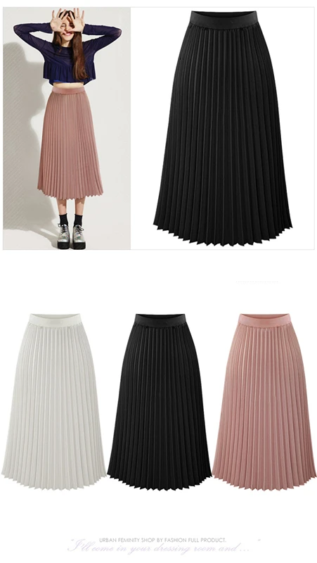 Летняя плиссированная юбка женская элегантная розовая длинная юбка с высокой талией Женская Высококачественная Женская юбка миди черная Saia