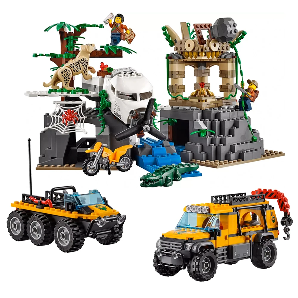 

Fit City 60161 Jungle Exploration Site Mini Figures Helicopter 02061 870pcs Model building blocks Bricks toys for kids