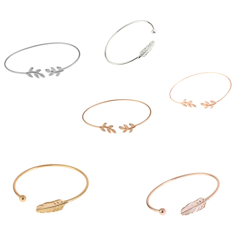 

New Fashion Open Cuff Bracelets Vintage Sweet Leaf Adjustable Bracelet Bangles for Women Wedding Jewelry Diy Gift